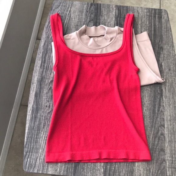 Vibrant Red and light brown Pink Tank Tops - Picture 3 of 5